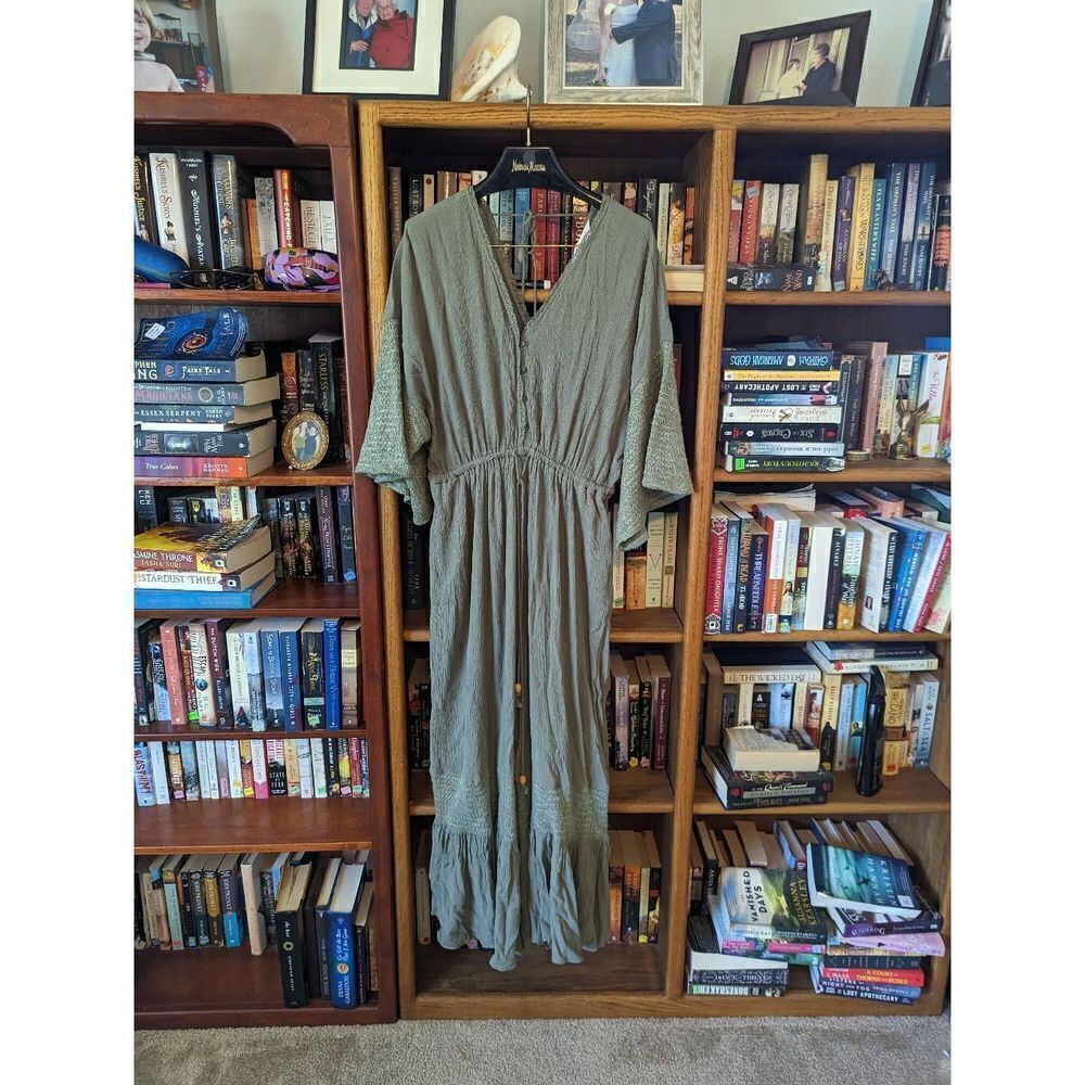 Davi and Dani maxi illusion crop jumpsuit olive green nwt sz s